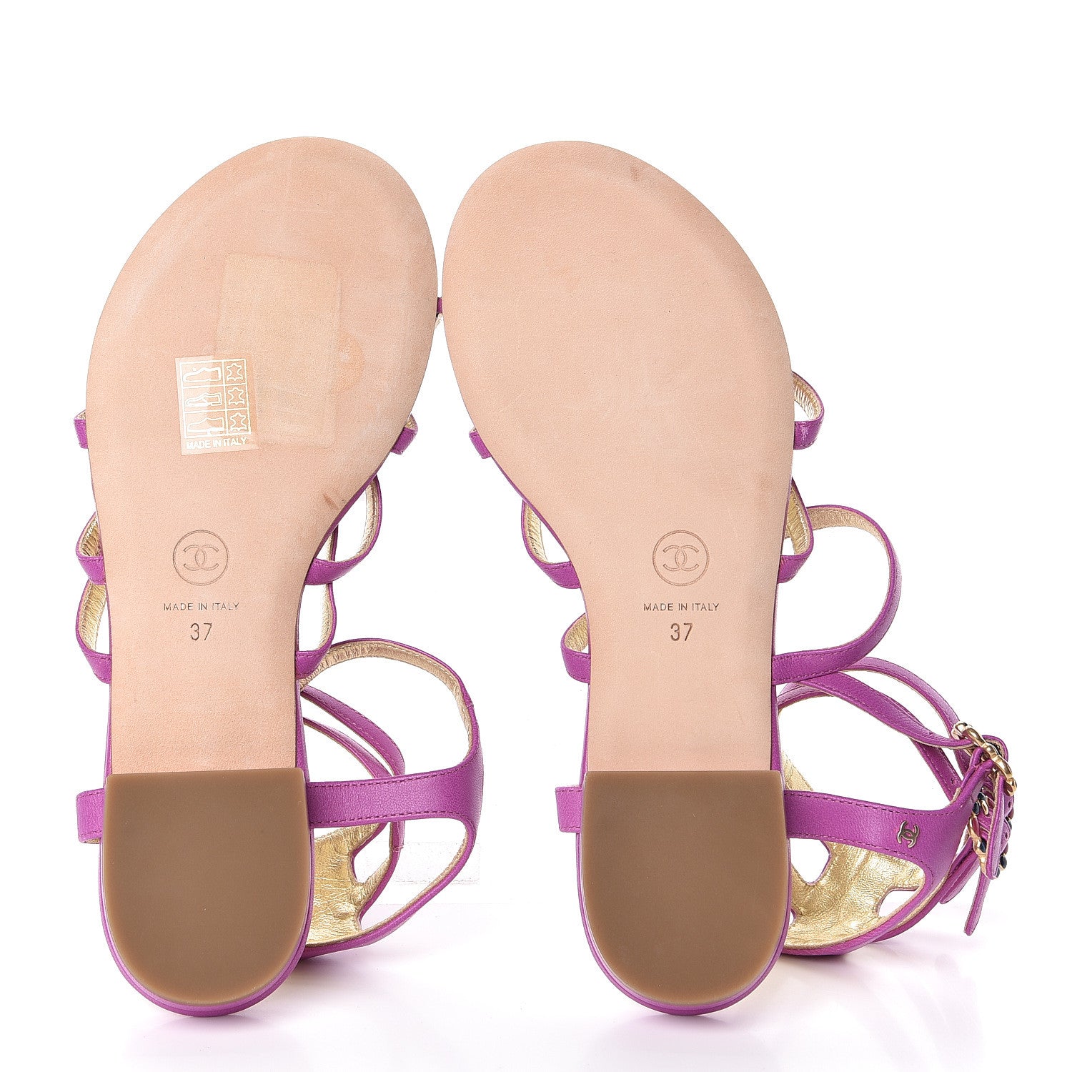 Chanel Lambskin Gripoix Flat Sandals 37 Purple 5 of 8
