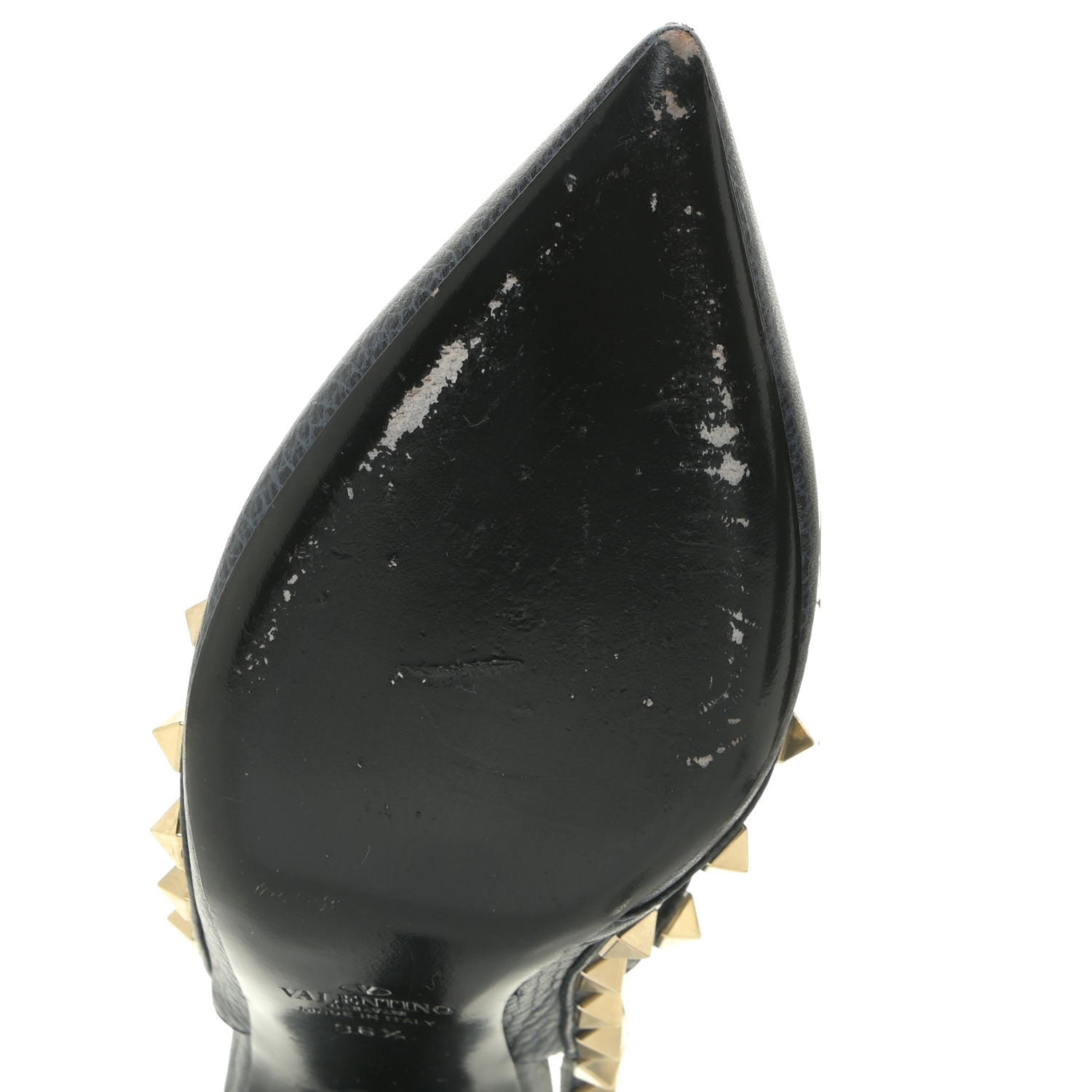 Valentino Garavani Pebbled Calfskin Rockstud Ankle Strap 100mm Pumps 36.5 Deep Denim 7 of 14