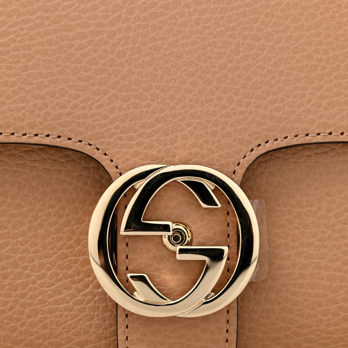 Dollar Calfskin Interlocking G Top Handle Shoulder Bag Camelia