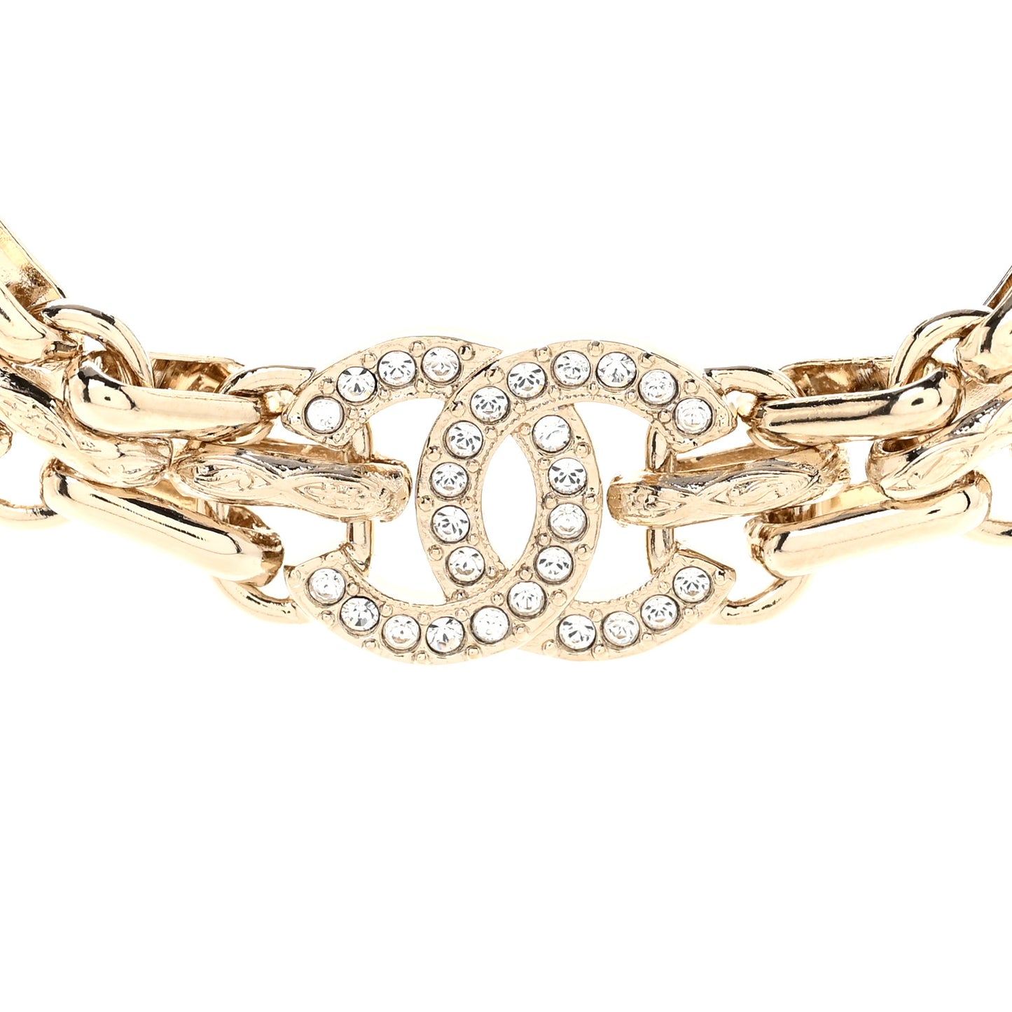 Metal Crystal CC Choker Necklace Gold
