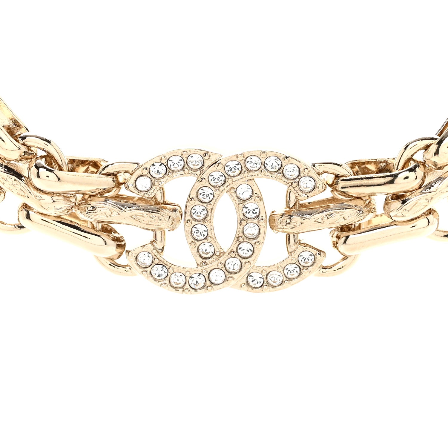 Chanel Metal Crystal CC Choker Necklace Gold 4 of 7