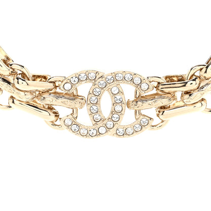 Chanel Metal Crystal CC Choker Necklace Gold 4 of 7