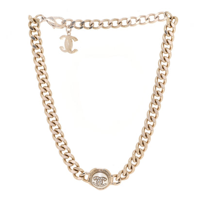Chanel Pearl Crystal CC Chain Choker Necklace Gold 3 of 6