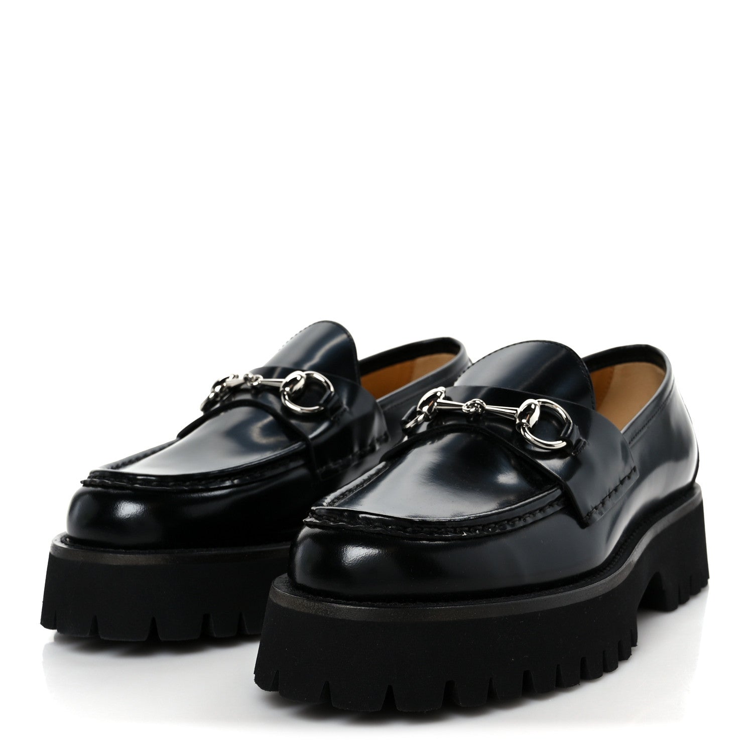 Gucci Cordovan Lux Womens Horsebit 45mm Platform Loafers 38 Black 4 of 10
