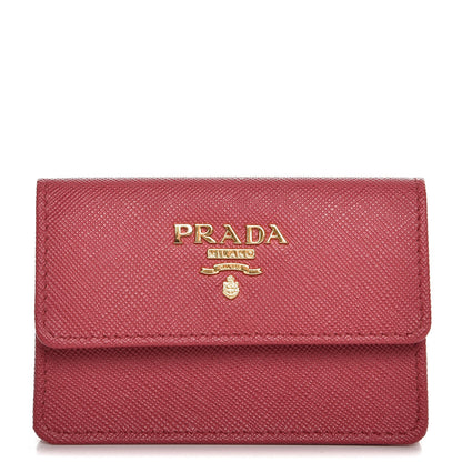Prada Saffiano Metal Coin Purse Peonia 1 of 8