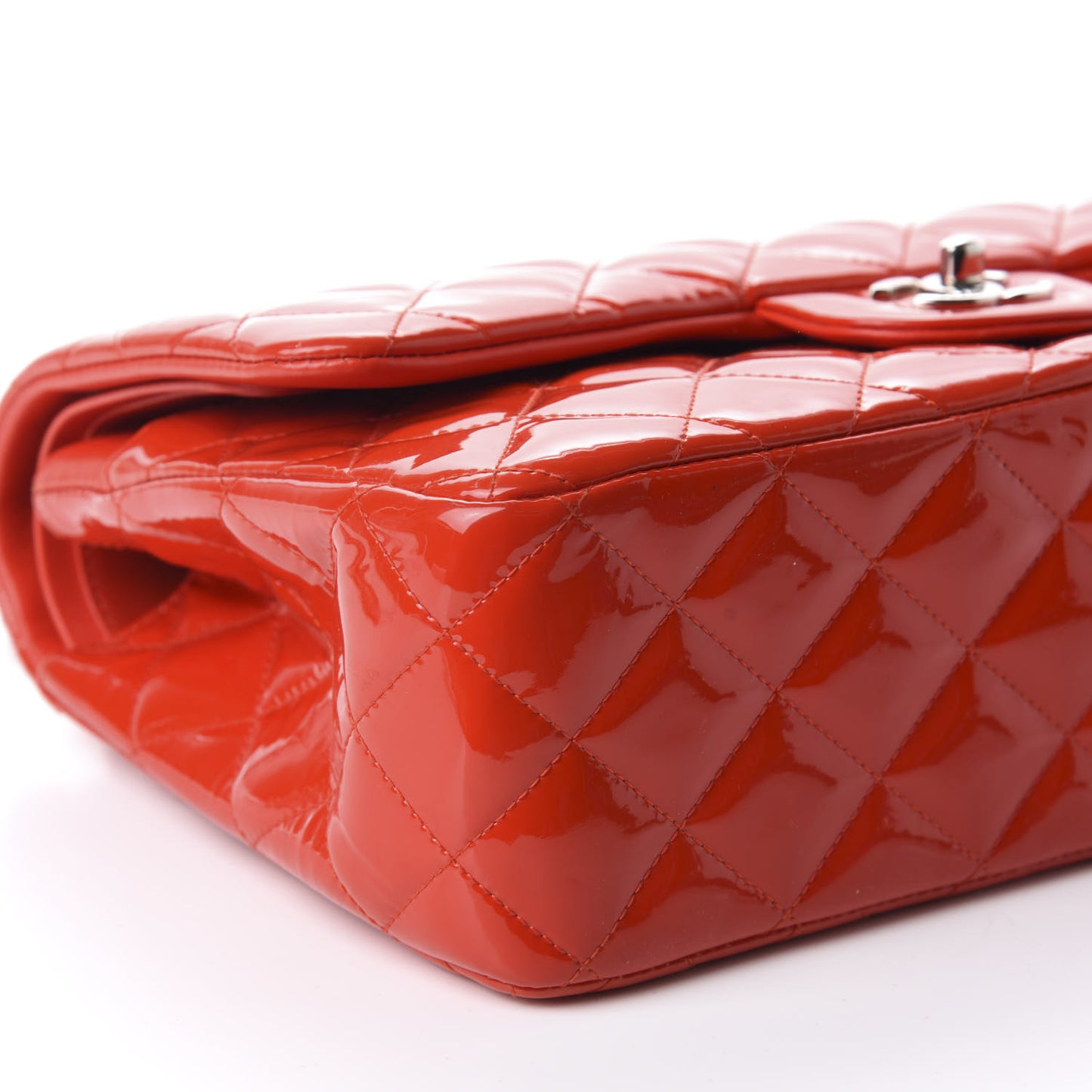 Patent Quilted Jumbo Double Flap Red