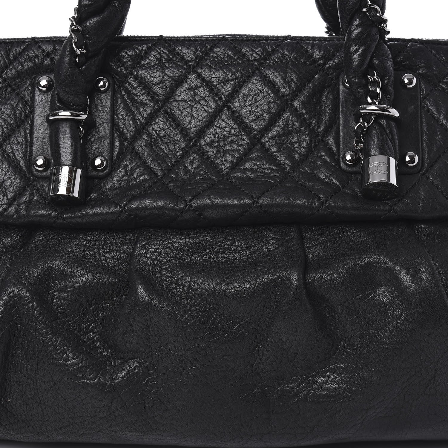 Chanel Distressed Lambskin Large Lady Braid Satchel Black 10 of 11