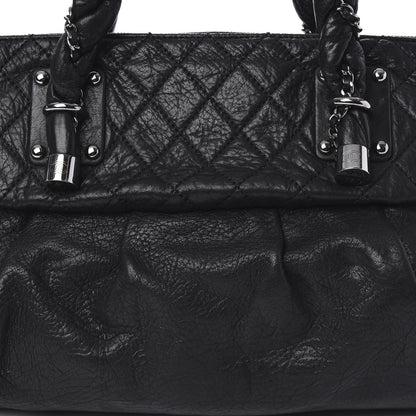 Chanel Distressed Lambskin Large Lady Braid Satchel Black 10 of 11