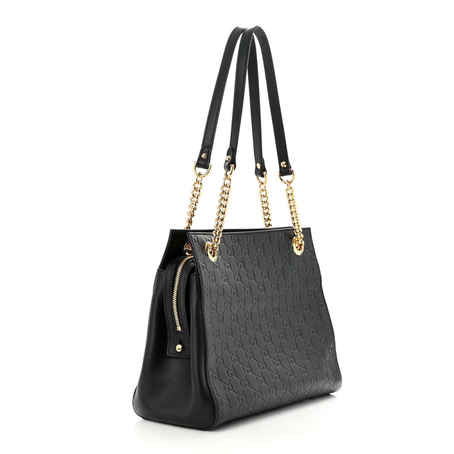 Gucci Guccissima Signature Medium Shoulder Tote Bag Black 3 of 10
