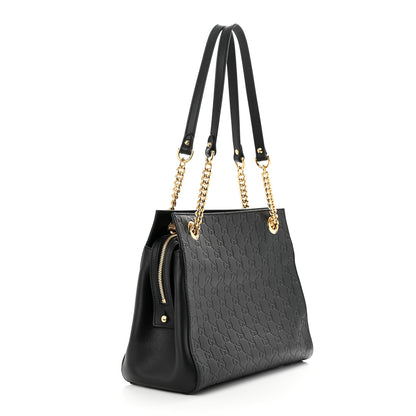 Gucci Guccissima Signature Medium Shoulder Tote Bag Black 3 of 10