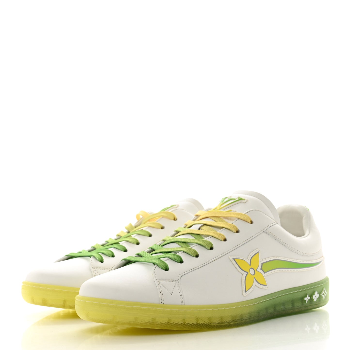 Calfskin Mens Luxembourg Samothrace Sneakers 8 White Yellow Green