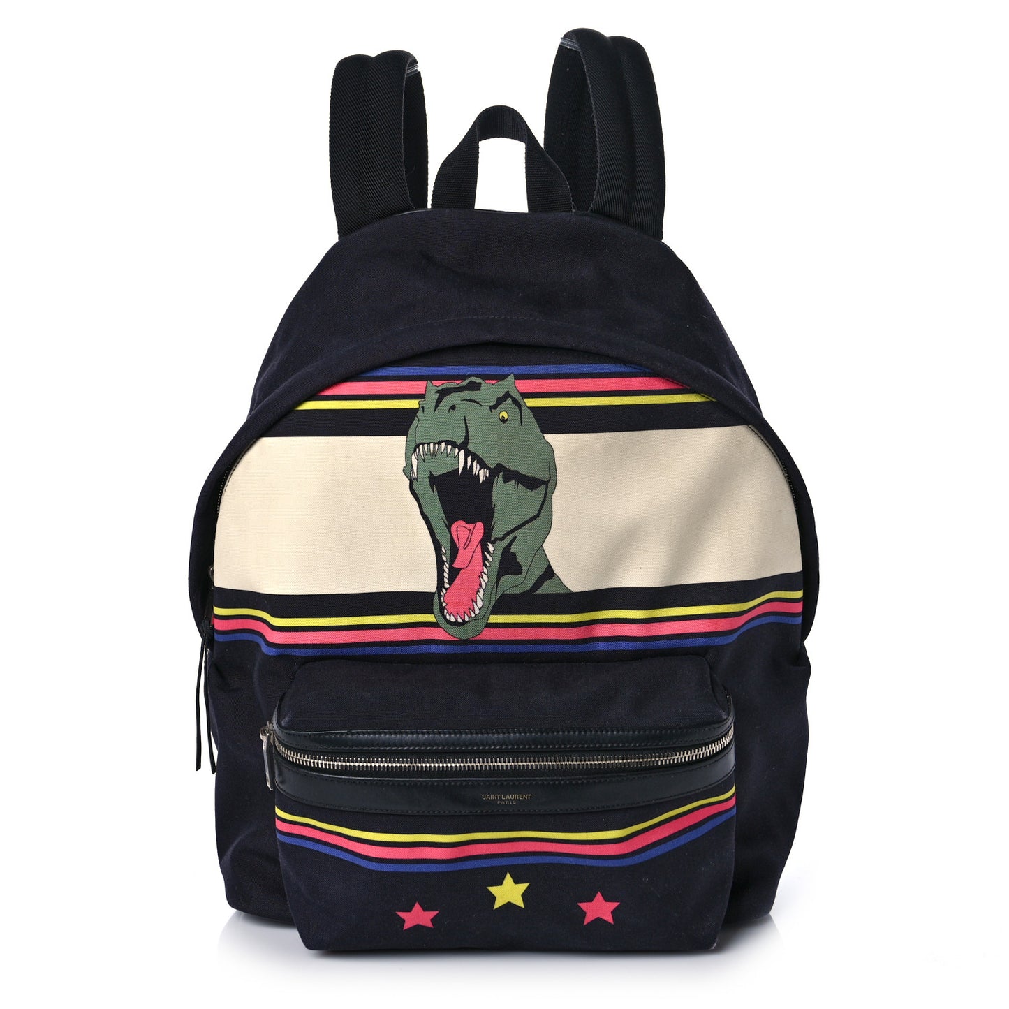 Nylon Twill Dinosaur Print City Backpack Black Multicolor