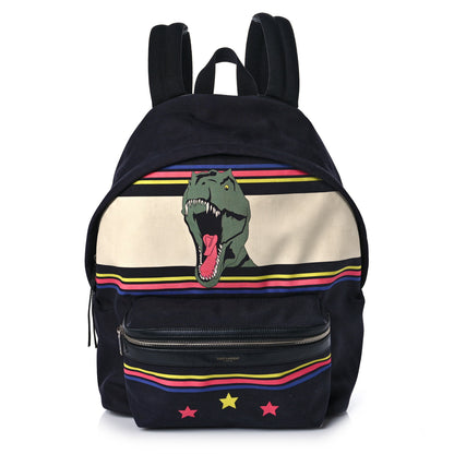 Saint Laurent Nylon Twill Dinosaur Print City Backpack Black Multicolor 1 of 9