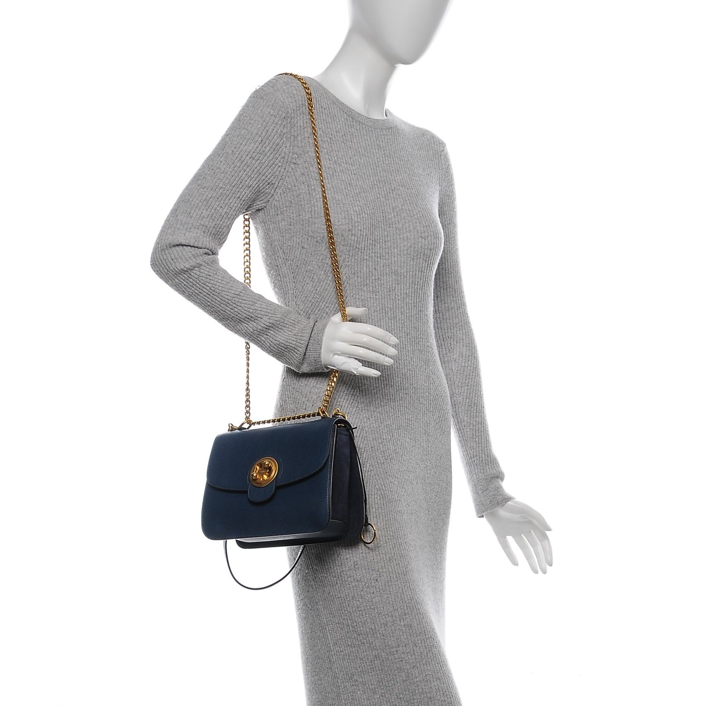 Goatskin Medium Mily Shoulder Bag Denim Blue