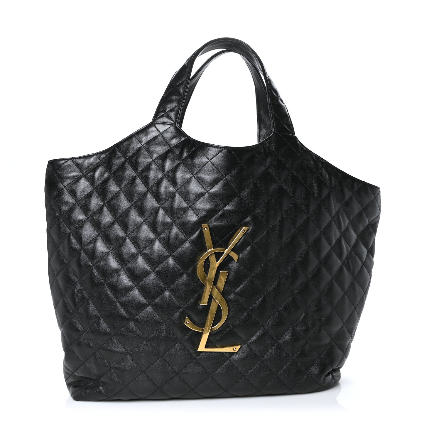 Lambskin Quilted Maxi Icare Shopping Tote Black
