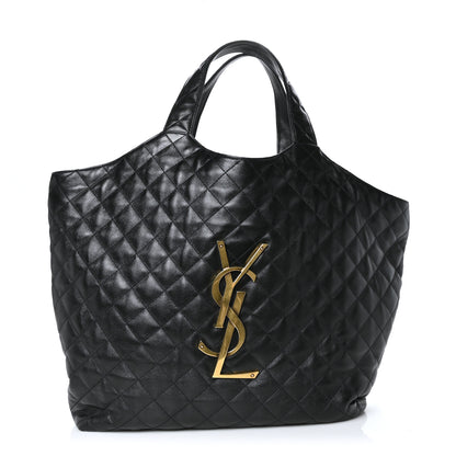 Saint Laurent Lambskin Quilted Maxi Icare Shopping Tote Black 1 of 9