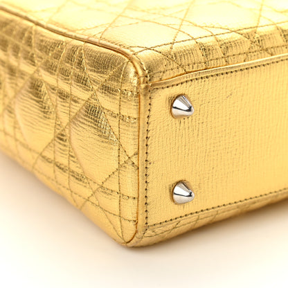 Christian Dior Metallic Grained Calfskin Cannage Small Lucky Badges My Lady Dior Gold 7 of 9