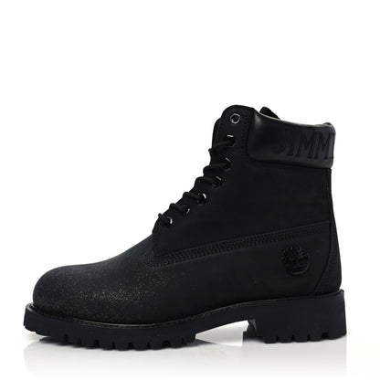Jimmy Choo X TIMBERLAND Nubuck Glitter Ankle Boots 7 Black Gunmetal 1 of 8