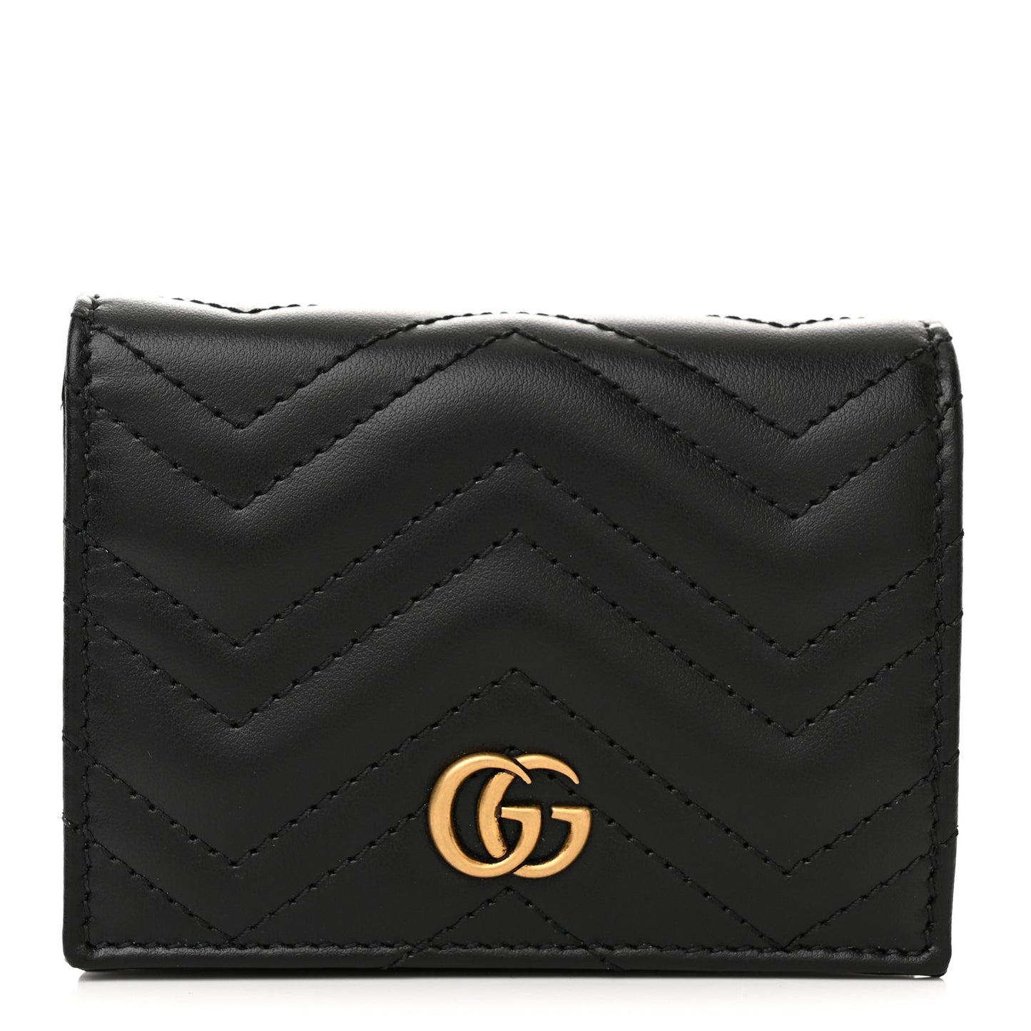 Calfskin Matelasse GG Marmont Card Case Wallet Black