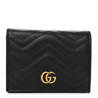 Gucci Calfskin Matelasse GG Marmont Card Case Wallet Black 1 of 8