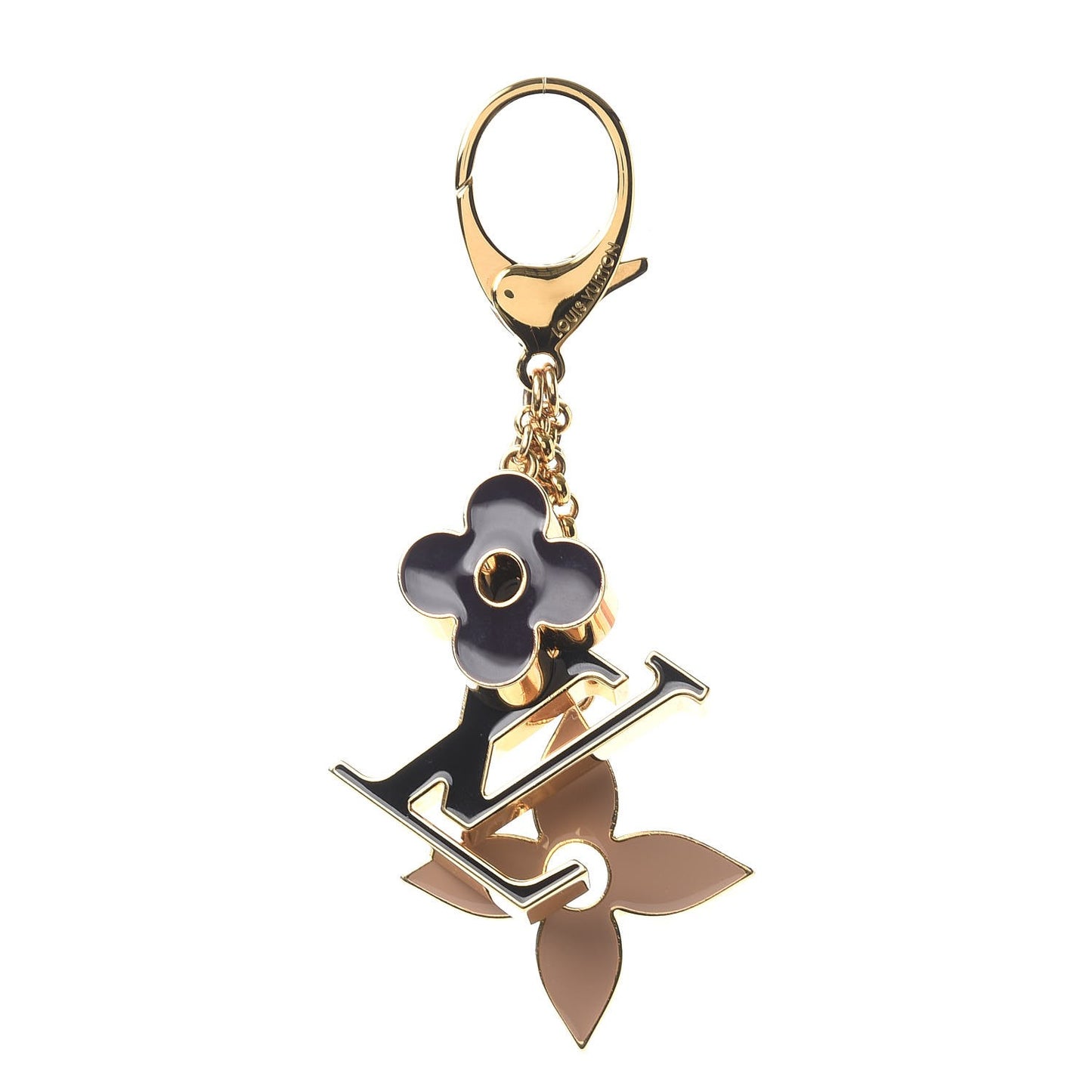 Fleur De Monogram Bag Charm Dore