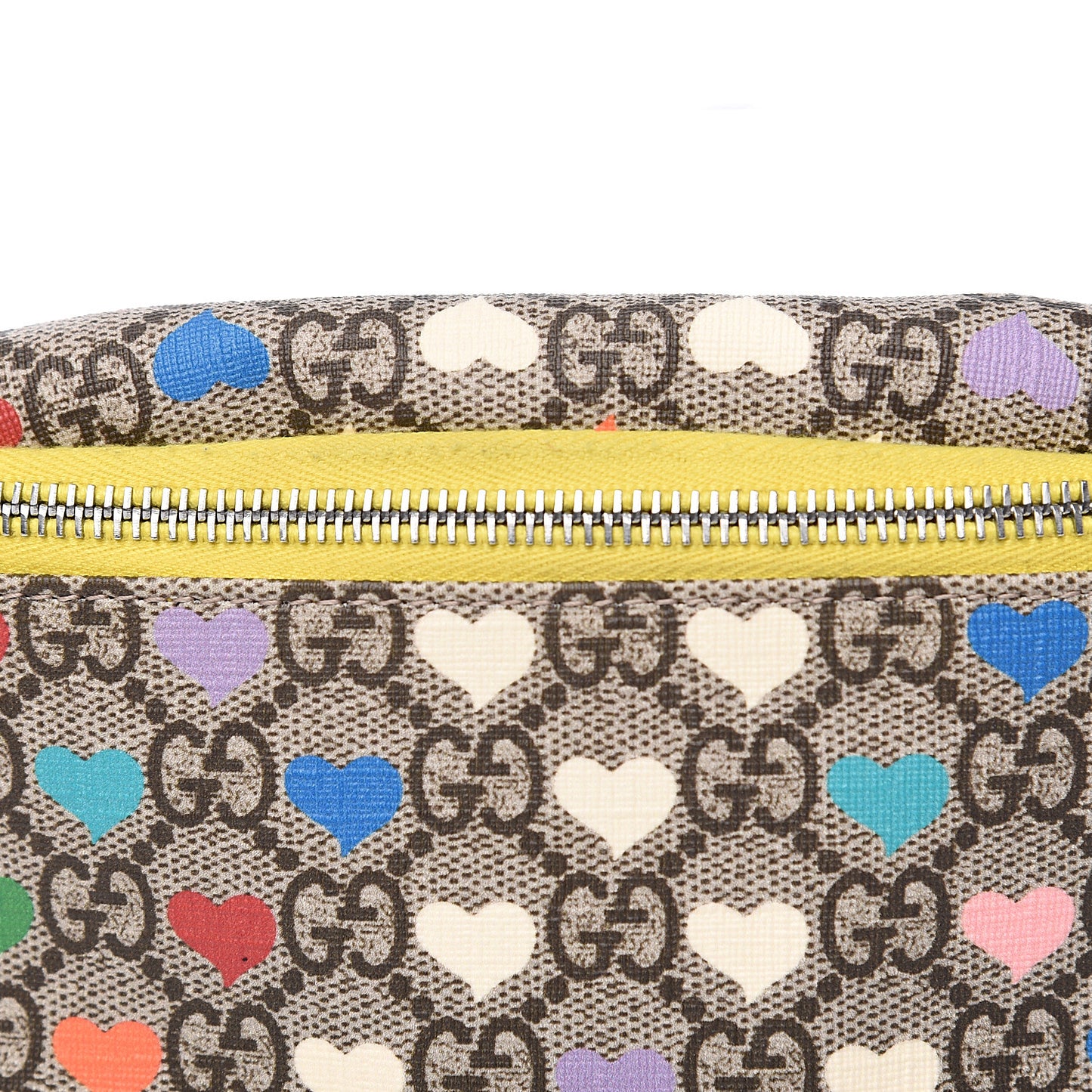 Soft GG Supreme Monogram Hearts Web Childrens Belt Bag Beige Ebony Multicolor Freesia