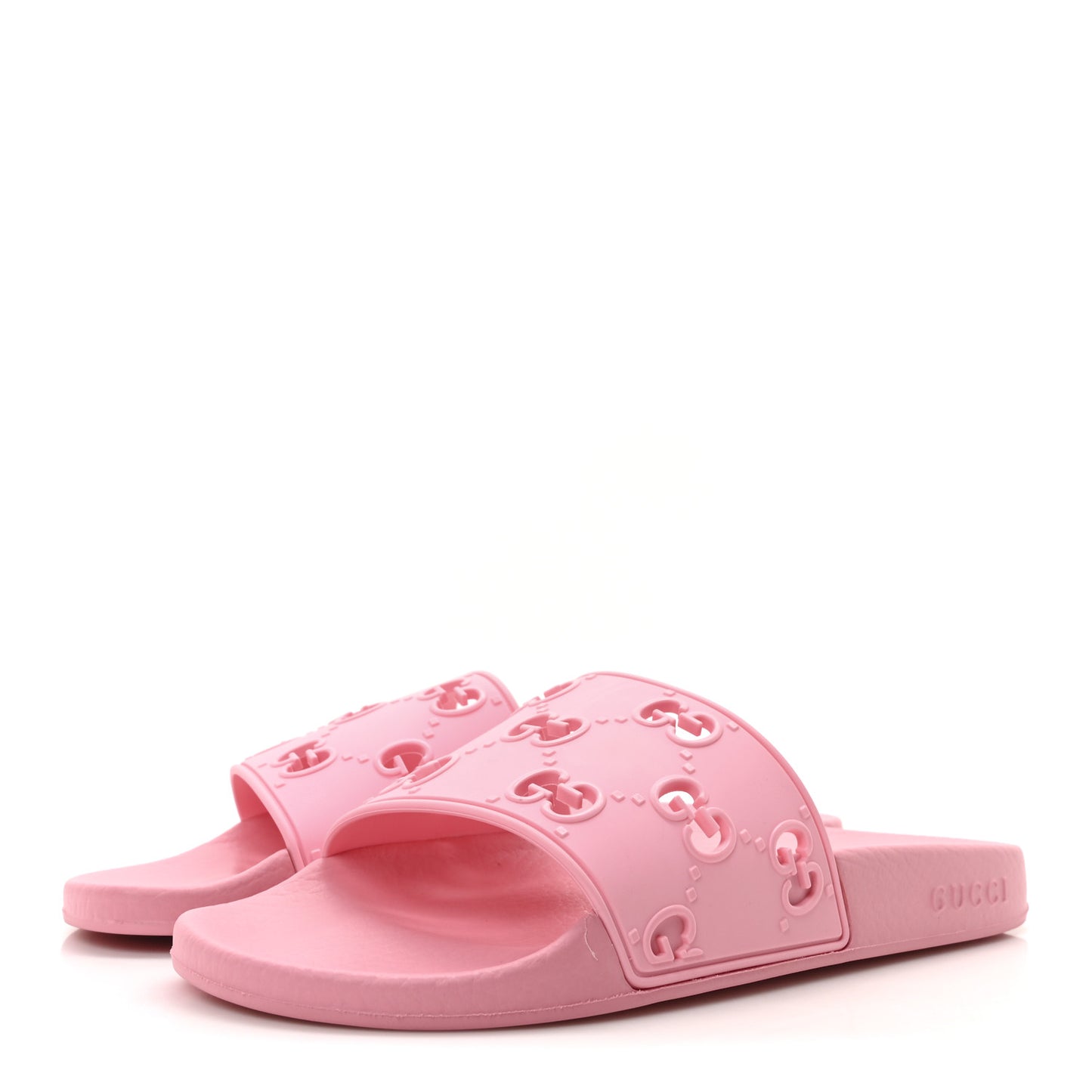 Rubber GG Monogram Perforated Womens Slide Sandals 38 Rose Box