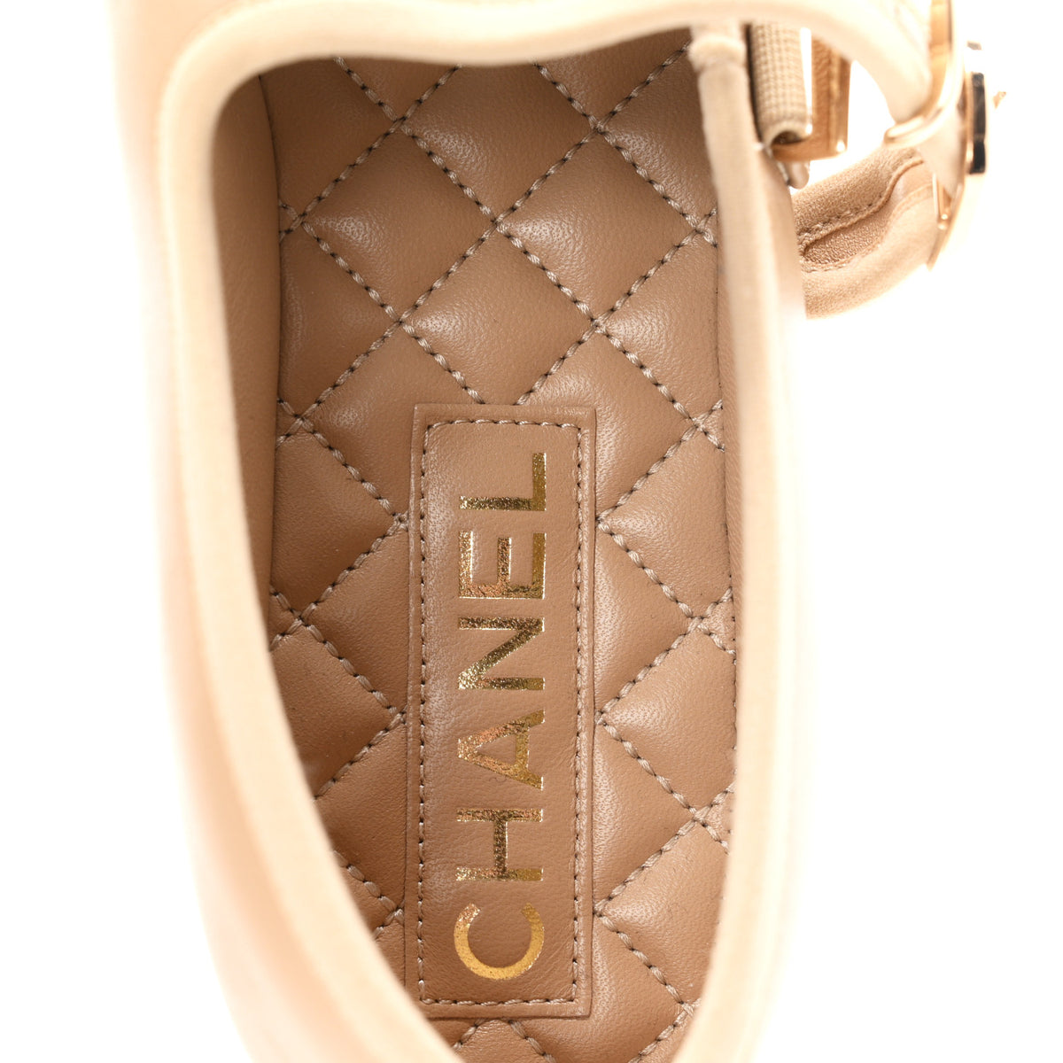 Chanel Lambskin Mary Jane Flats 38.5 Beige 8 of 10