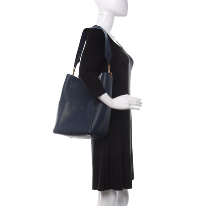 Celine Soft Grained Calfskin Sangle Bucket Bag Navy Blue 2 of 10