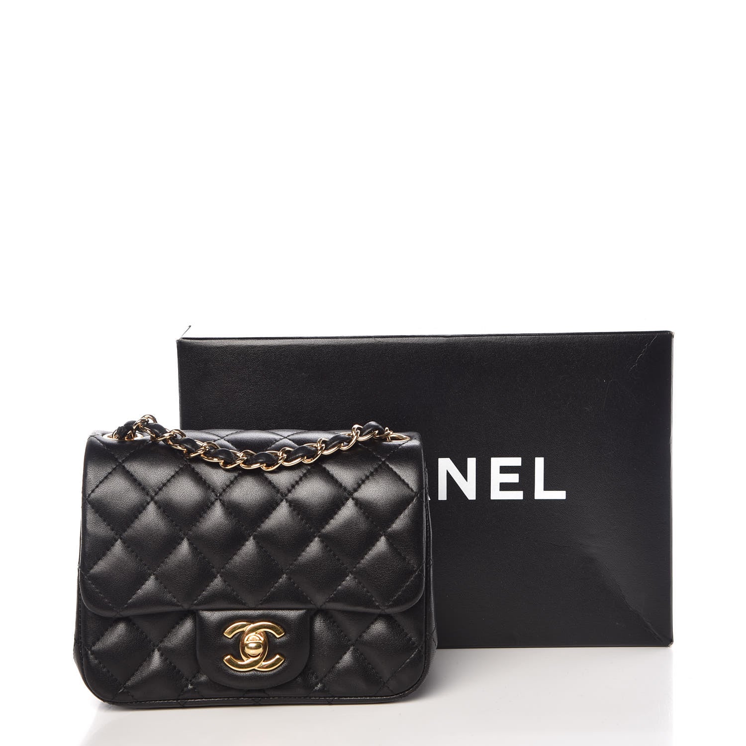 Chanel Lambskin Quilted Mini Square Flap Black 10 of 10