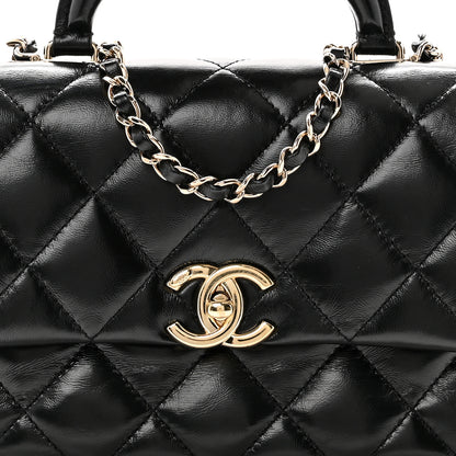 Chanel Shiny Lambskin Quilted Coco Trip Flap Bag Black 8 of 11
