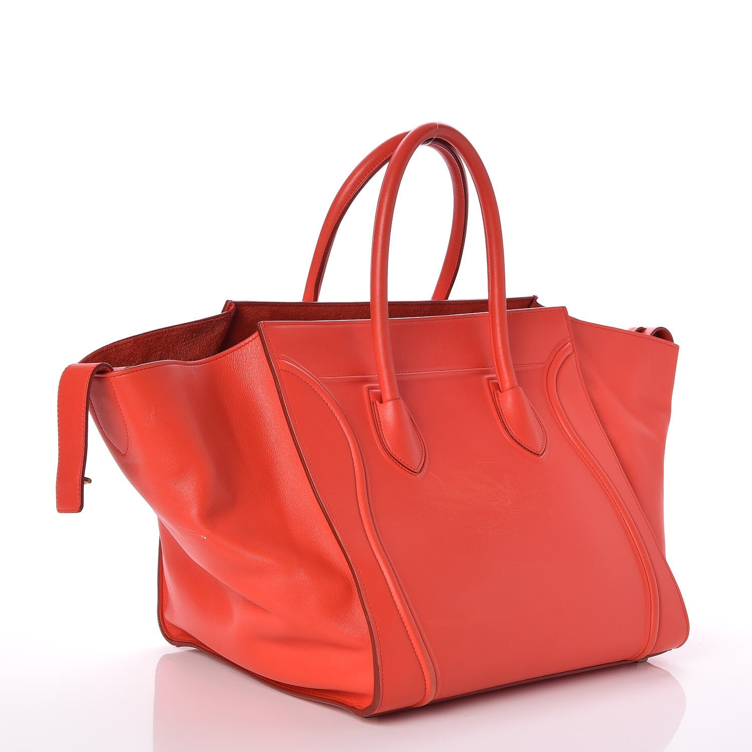 Celine Nappa Calfskin Medium Phantom Luggage Vermillion 3 of 11