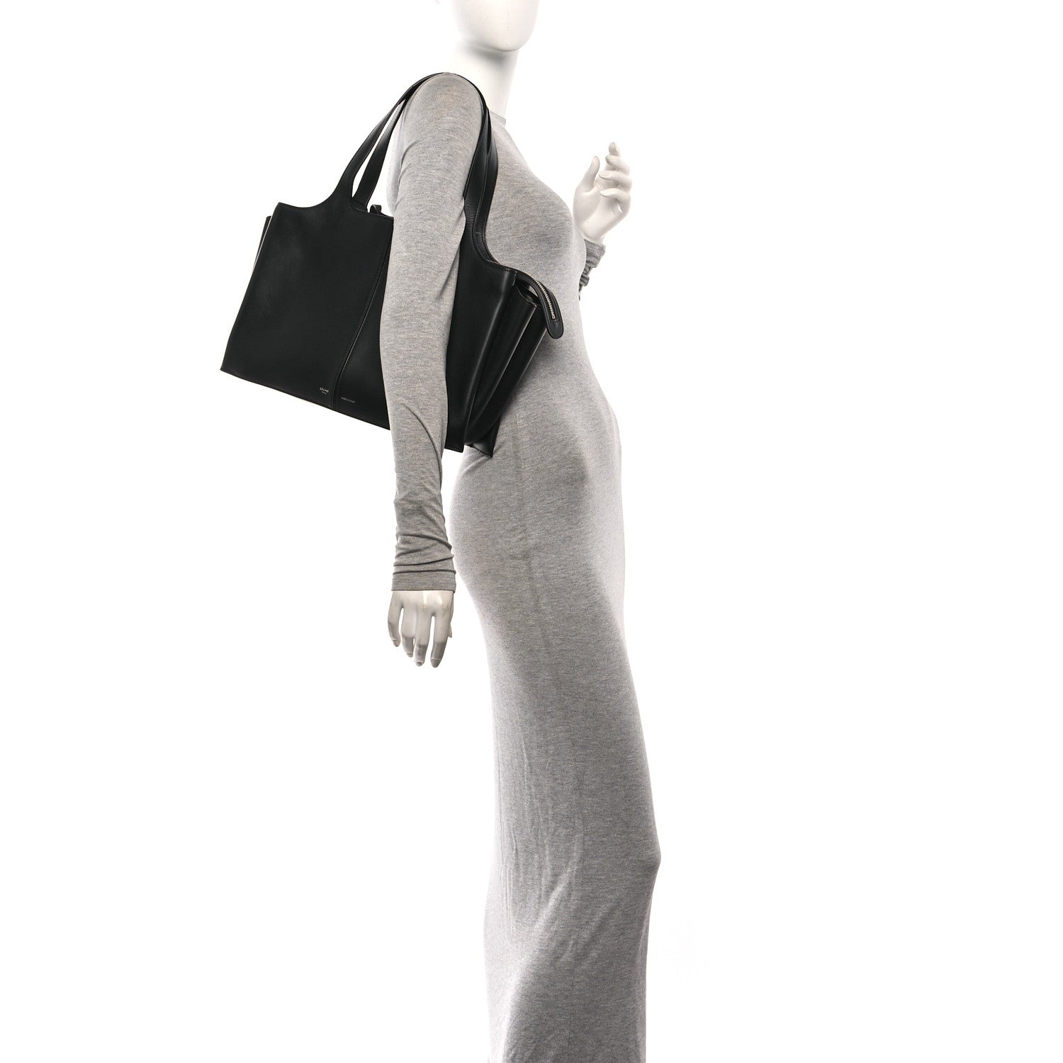 Celine Supple Natural Calfskin Medium Tri-Fold Bag Black 2 of 14