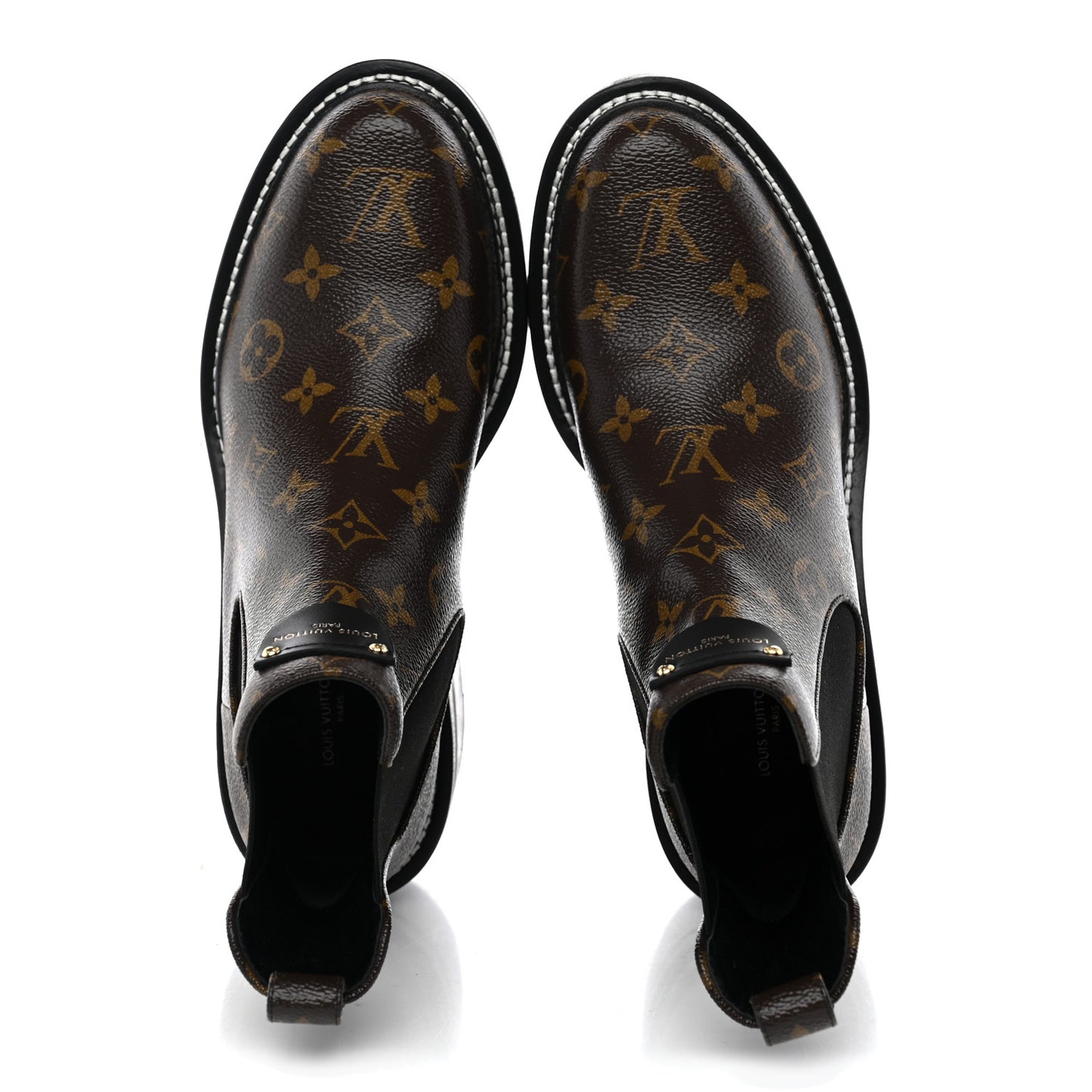 Patent Monogram LV Beaubourg Ankle Boots 38.5 Black