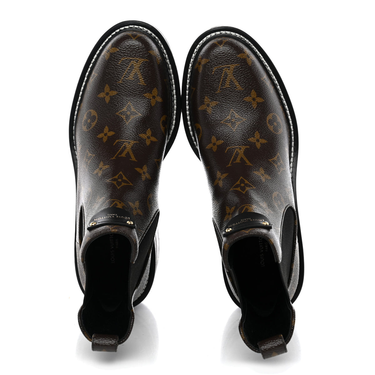 Louis Vuitton Patent Monogram LV Beaubourg Ankle Boots 38.5 Black 7 of 9