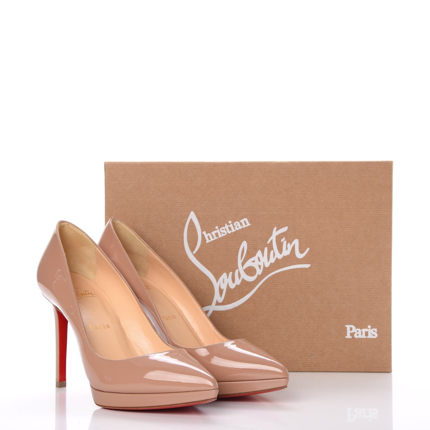 Christian Louboutin Patent Pigalle Plato 100 Pumps 38 Nude 7 of 7
