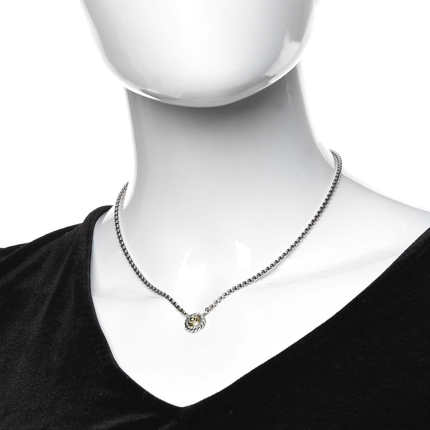 David Yurman Sterling Silver 14K Yellow Gold Cookie Pendant Necklace 2 of 5