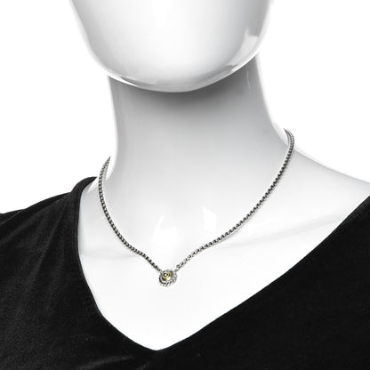 David Yurman Sterling Silver 14K Yellow Gold Cookie Pendant Necklace 2 of 5