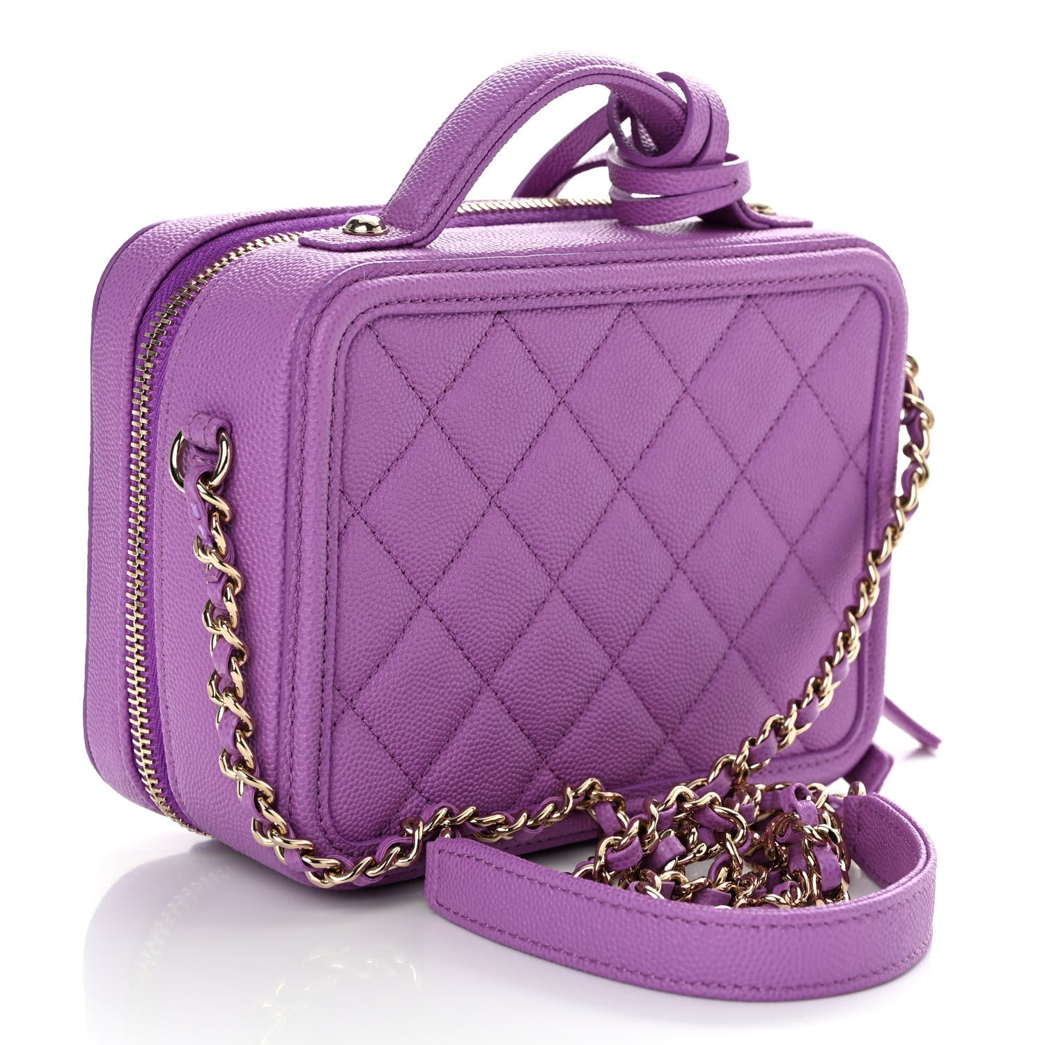 Chanel Caviar Quilted Small CC Filigree Vanity Case Purple 3 of 10