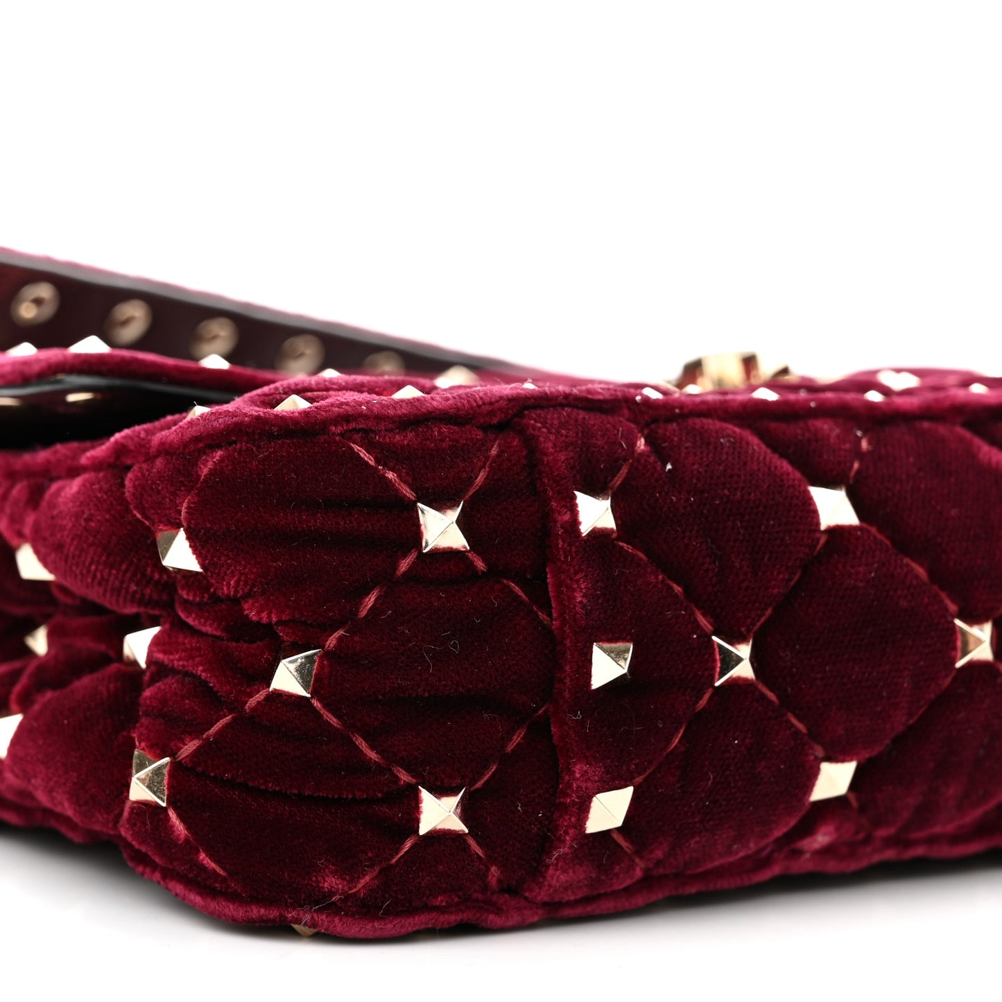 Velvet Small Rockstud Spike Shoulder Bag Rubino