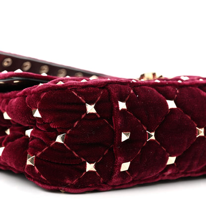 Valentino Garavani Velvet Small Rockstud Spike Shoulder Bag Rubino 8 of 12