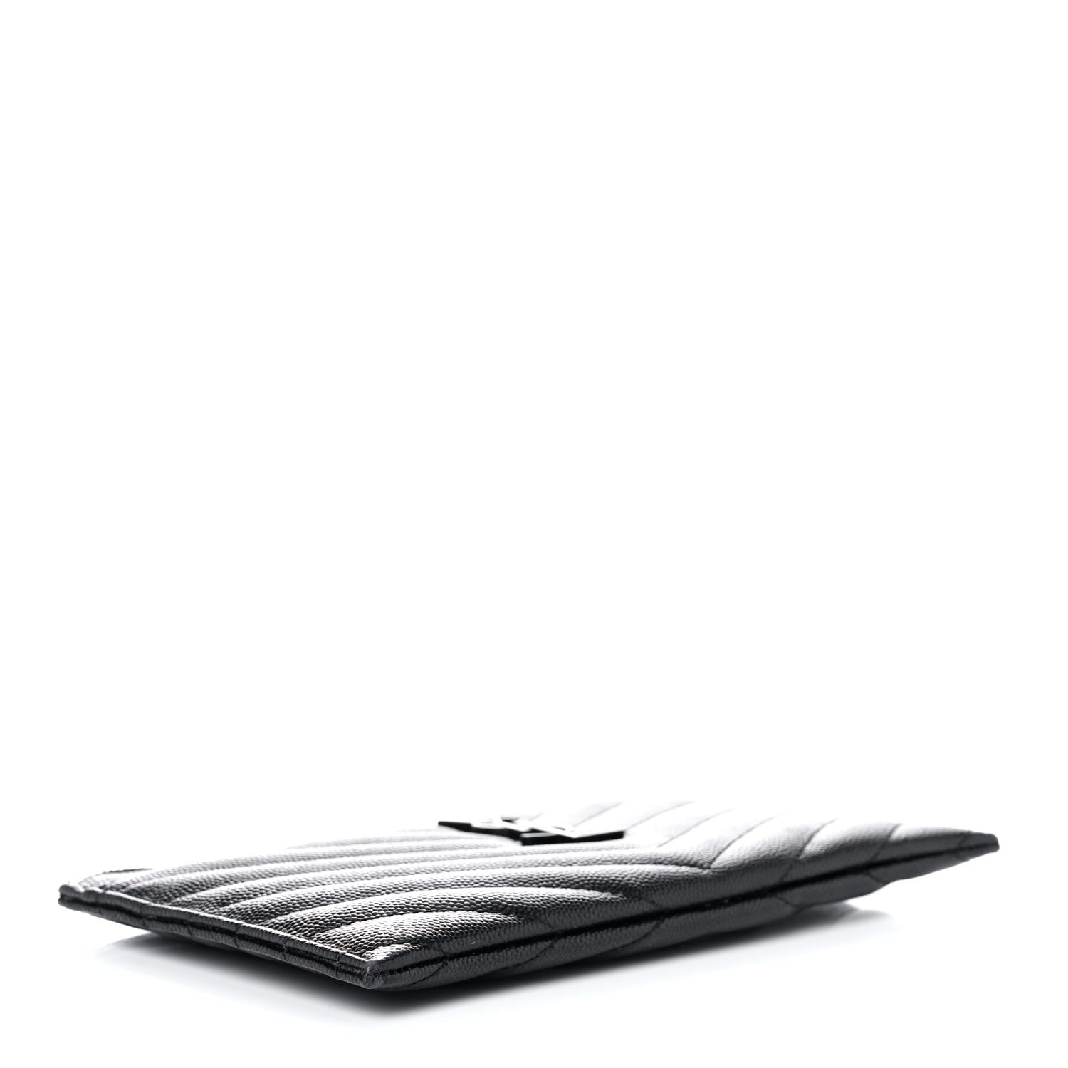 Saint Laurent Grain De Poudre Chevron Monogram Bill Pouch Black 4 of 17