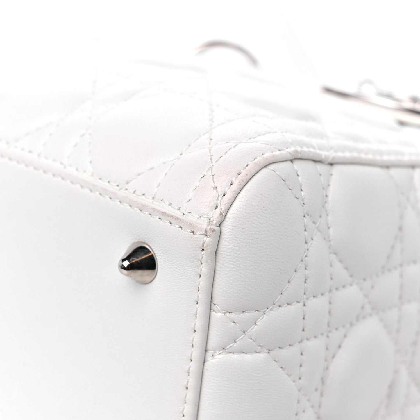 Lambskin Cannage Medium Lady Dior White