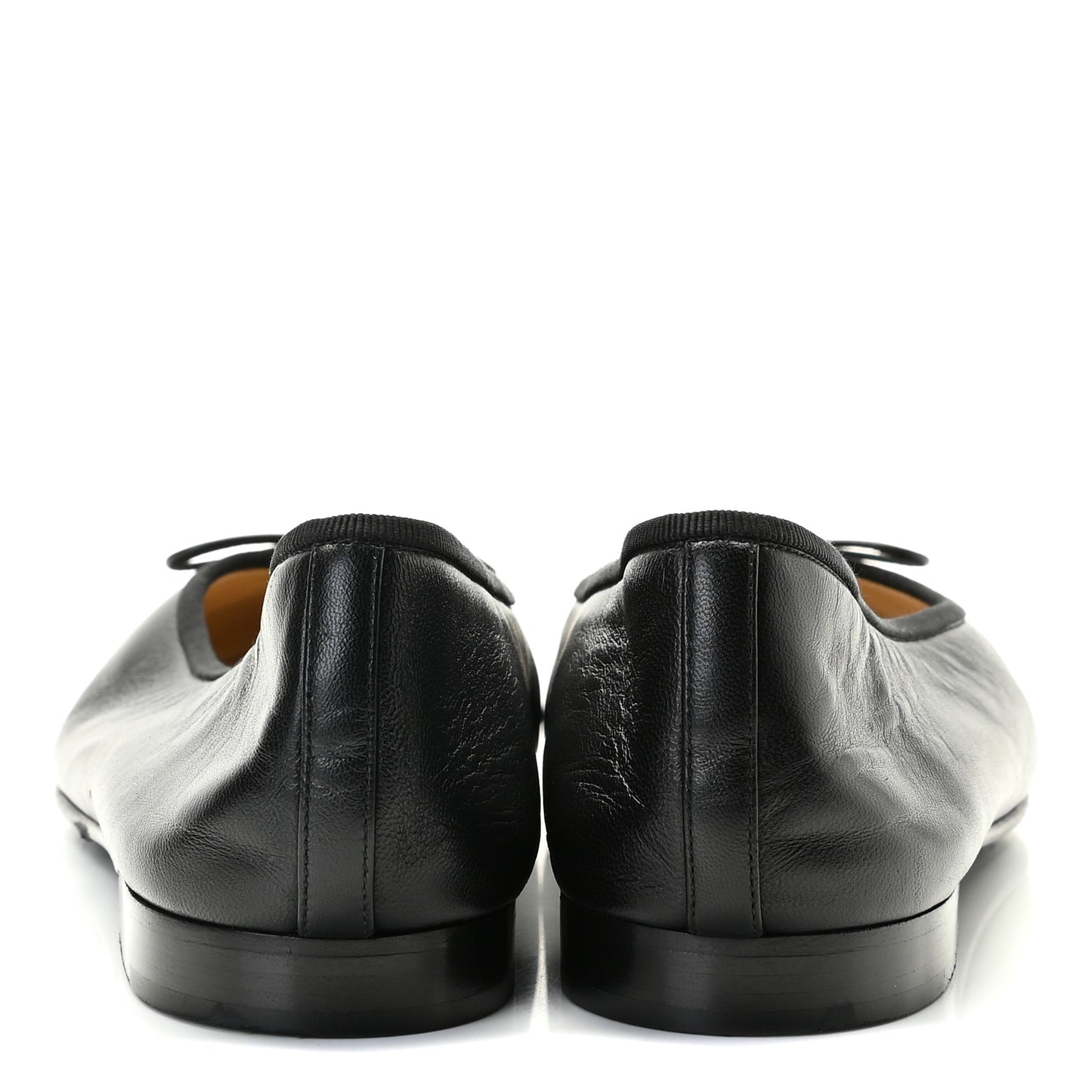 Lambskin Patent Cap Toe Ballerina Flats 40 Black
