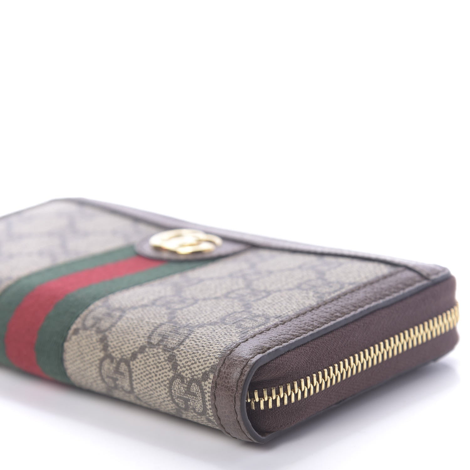 Gucci GG Supreme Monogram Web Ophidia Zip Around Wallet Brown 9 of 10