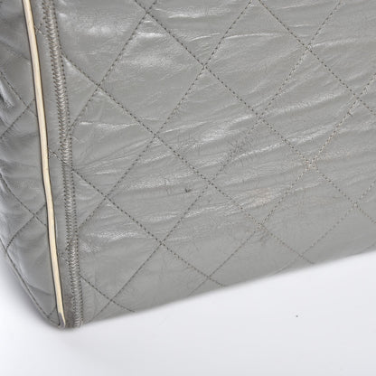 Chanel Glazed Lambskin Quilted Large North South Tote Grey 14 of 15
