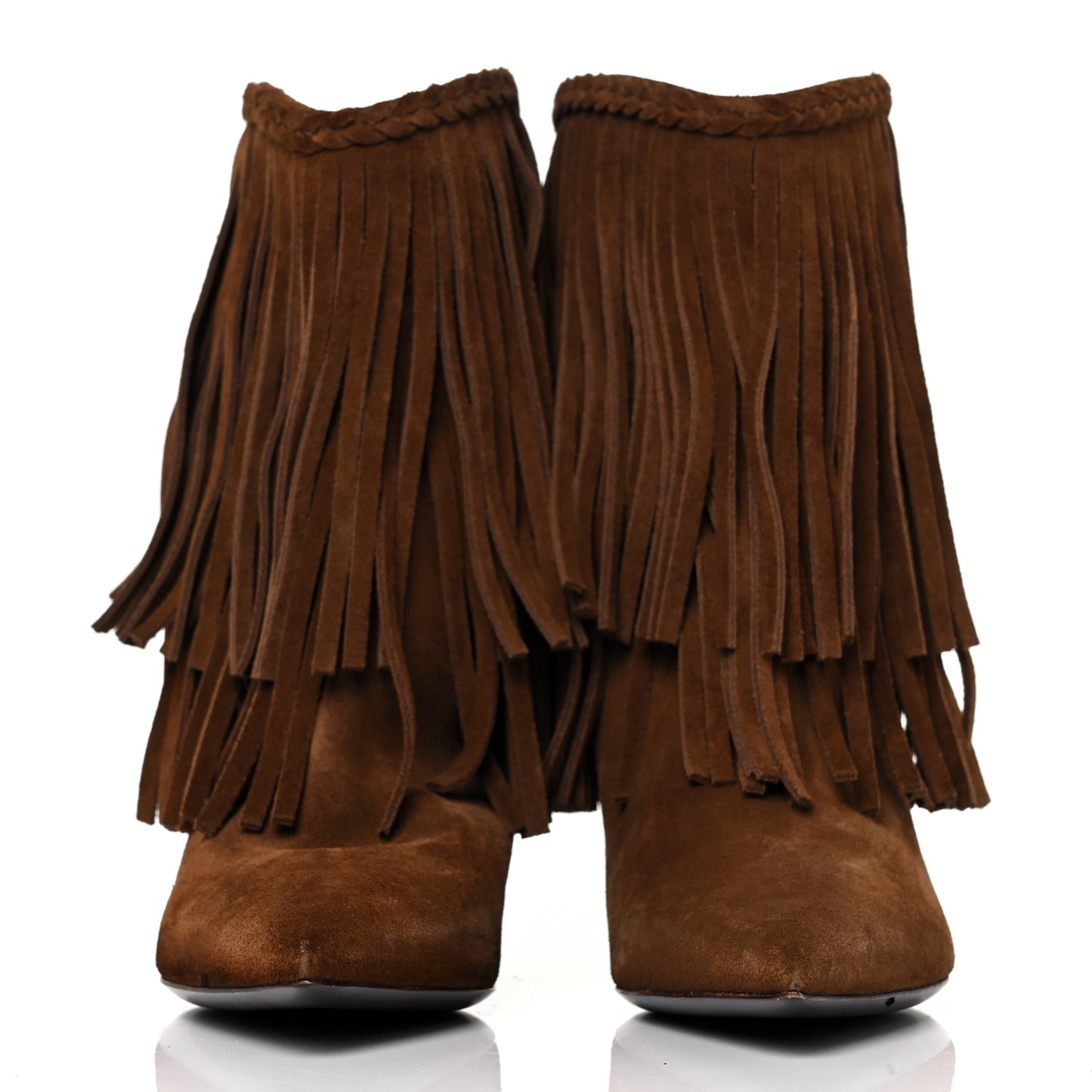 Suede Fringe Charlotte Ankle Boots 35 Tan