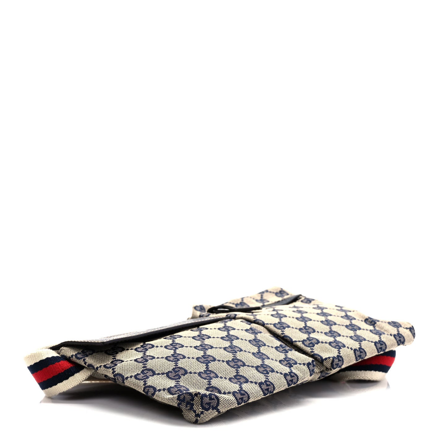 GG Monogram Web Double Pocket Belt Bag Navy