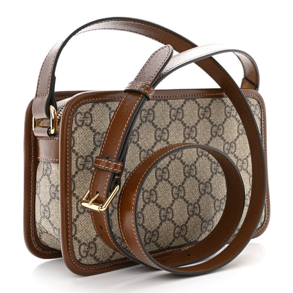 Gucci GG Supreme Monogram Azalea Calfskin Mini Retro Interlocking G Shoulder Bag Beige Ebony Brown Sugar 3 of 11