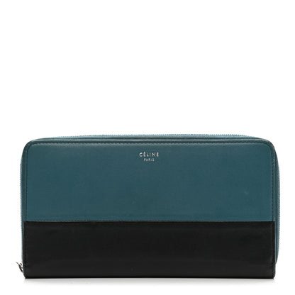 Celine Lambskin Large Zip Around Multifunction Wallet Ocean Black 1 of 11